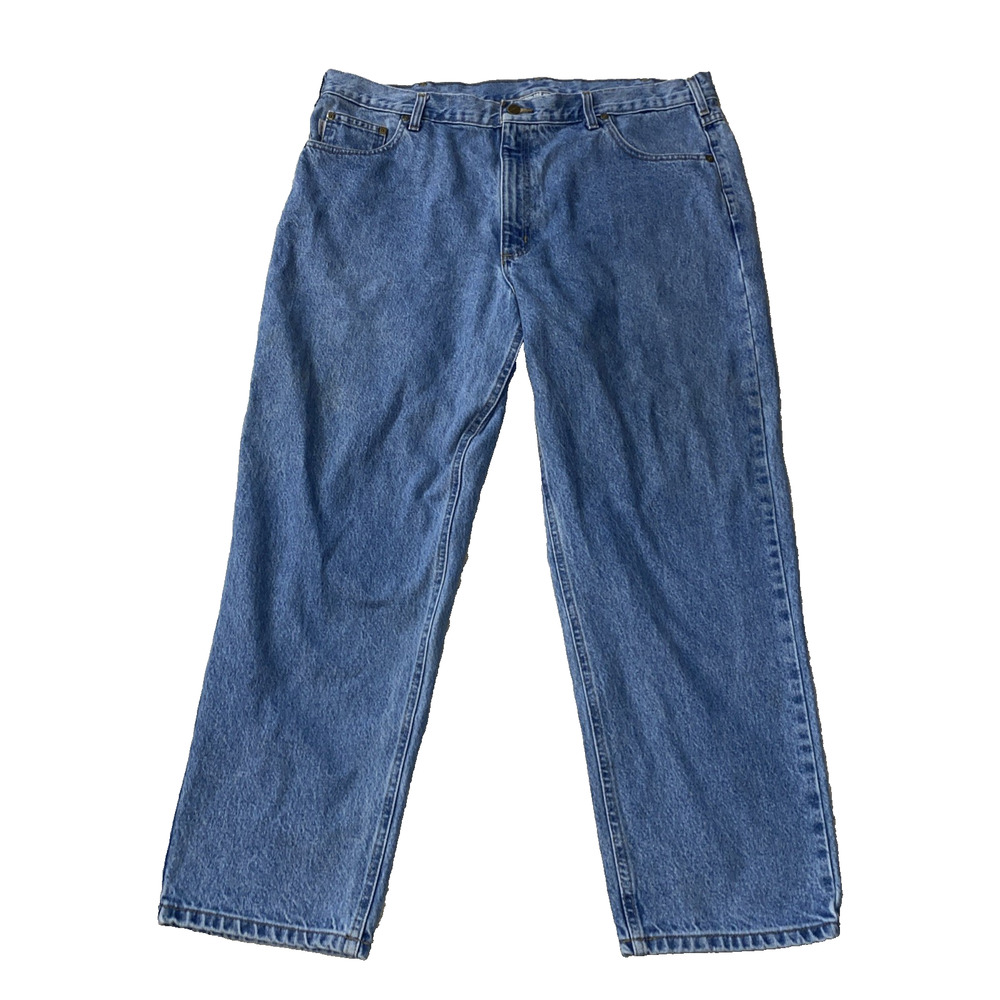 Carhartt Work Jeans Men 42x30 Relaxed Fit Blue B17 STW Chore Blue Collar Cotton